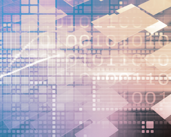 Abstract graphic with binary to display the data science program at the University of Denver