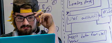 Student at computer