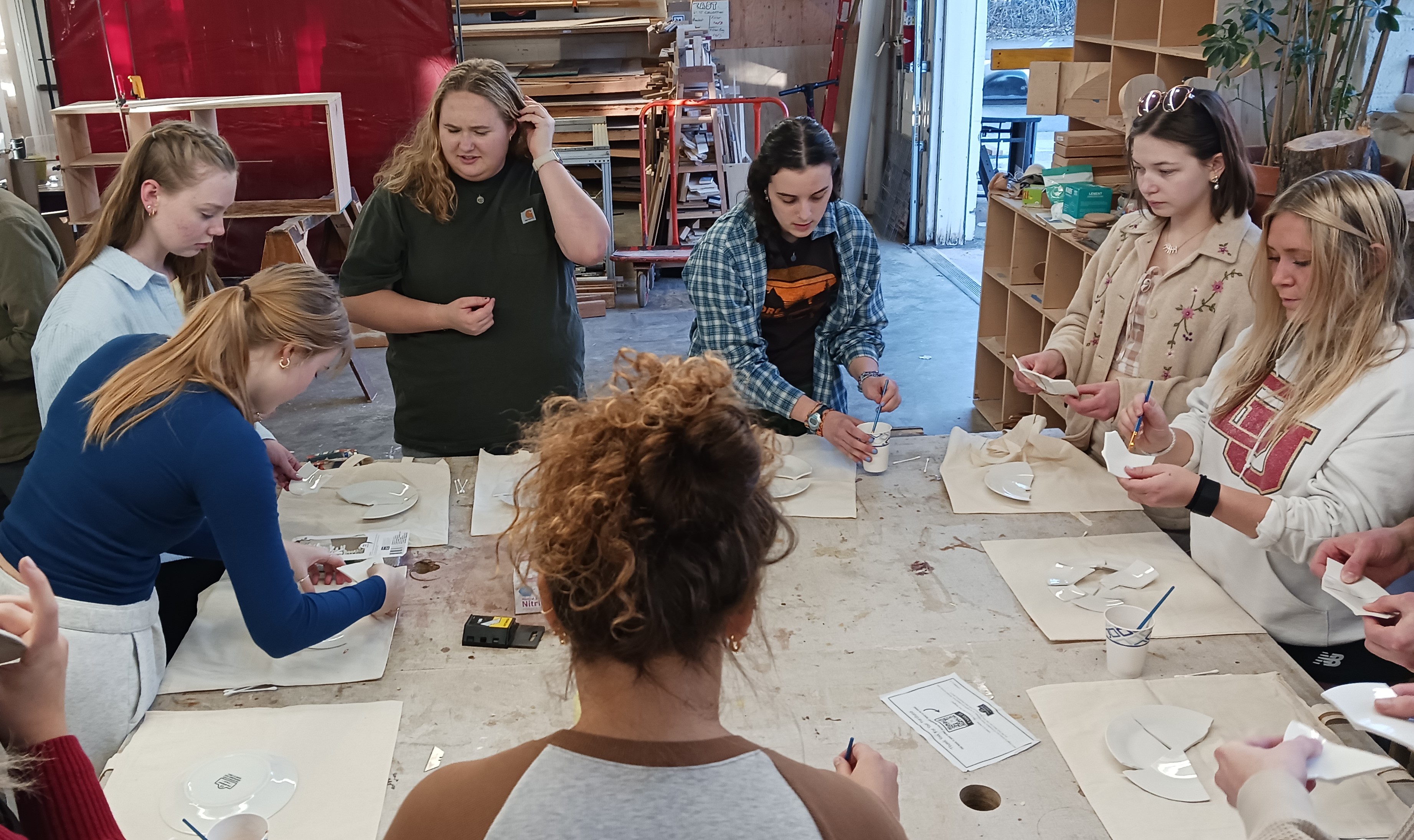 students engaged in making