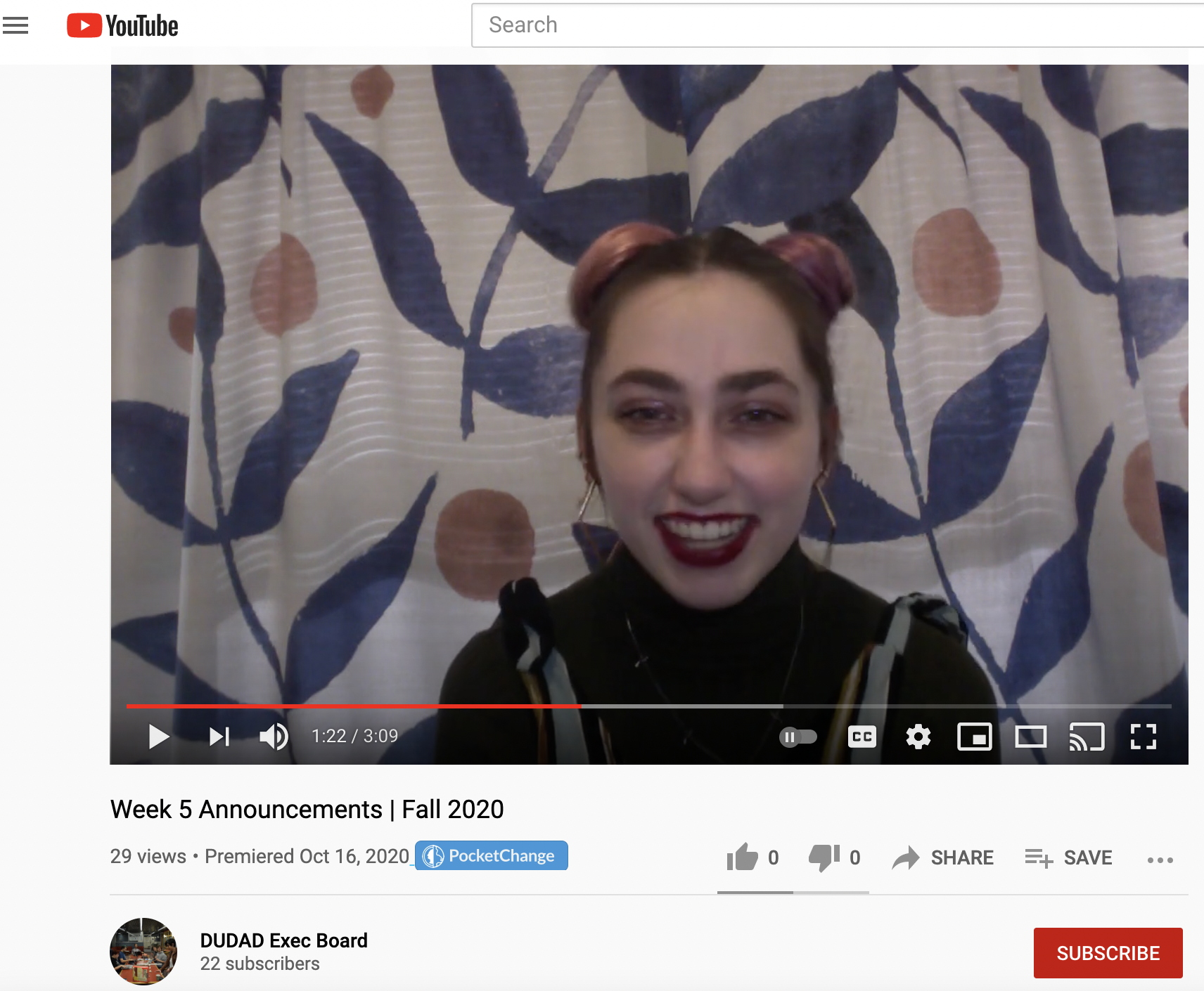 Screenshot of a DU Dungeons and Dragons announcement via YouTube