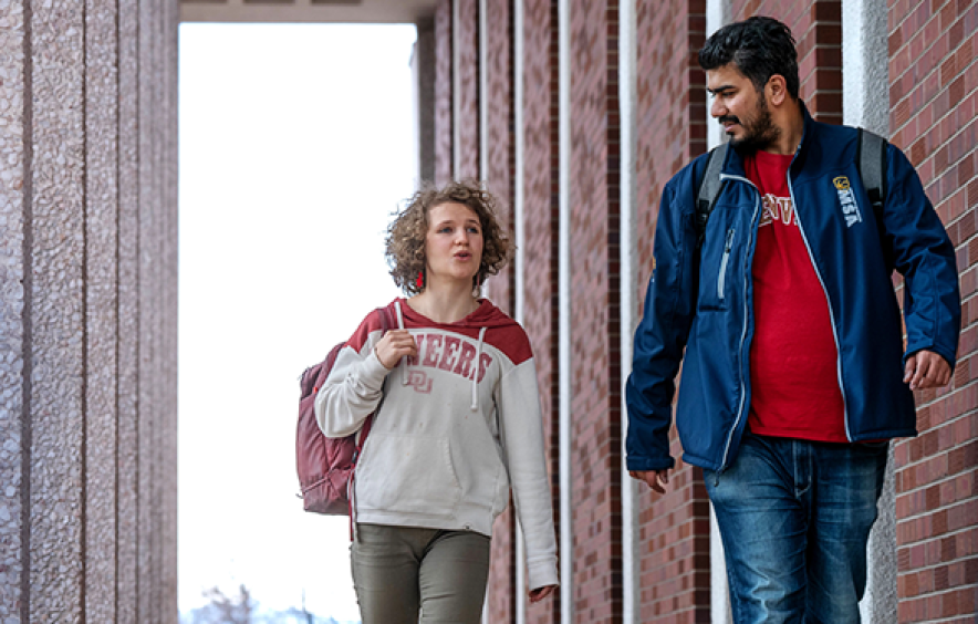 students walking