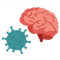 brain and covid virus cartoon