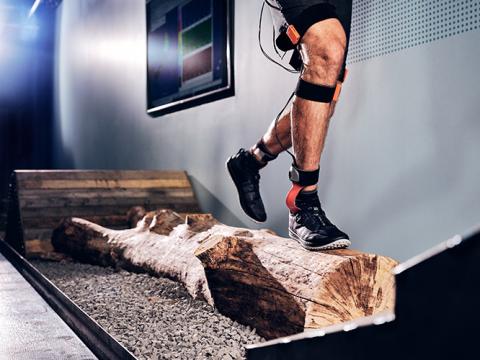 Runner on a log