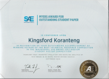 Kingsford Award Certificate