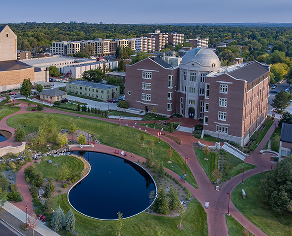 Photo of the Ritchie School of Engineering, taken from above